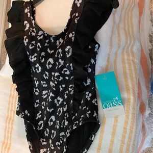 Swimsuit Infant Sz 18 month Black/White Animal Print NWT